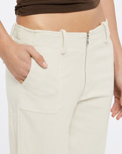 Ecrufarbene Hose Mama mit niedriger Taille