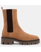 Chelsea boots en Velours de Cuir Ivy marron clair