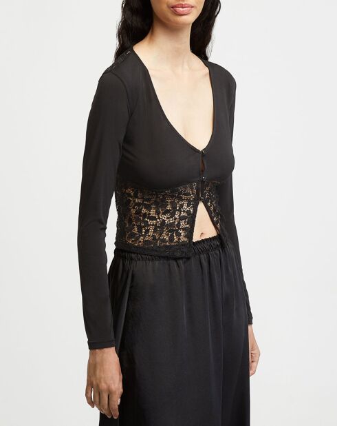 Top nero Lefkada Lace
