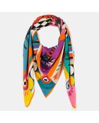 Foulard Palmier multicolore  130x130 cm