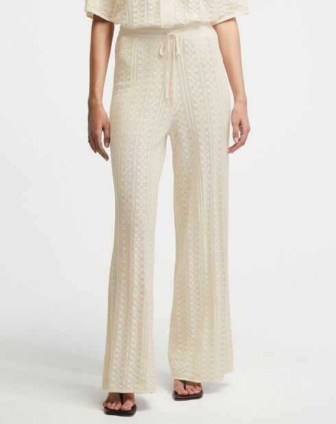 Pantalon en Coton Bio Thiril Crochet Knit crème