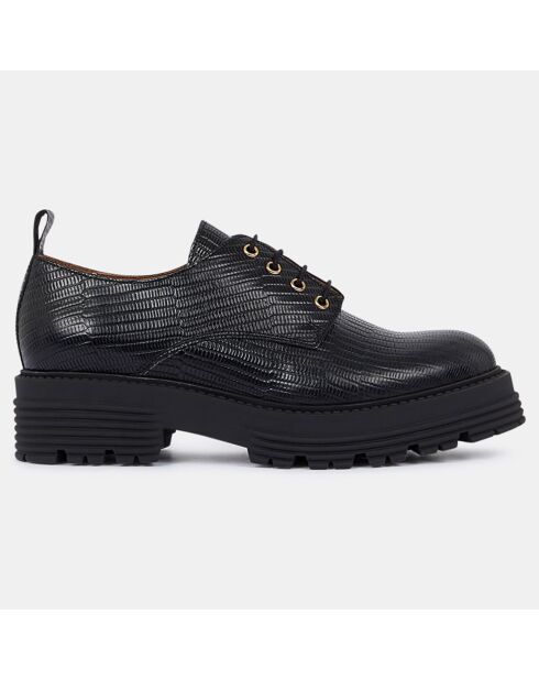 Derbies en Cuir semelle épaisse noires - Talon 4 cm