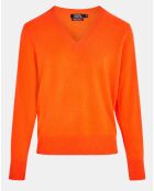 Pull 100% Cachemire Zocon col V orange