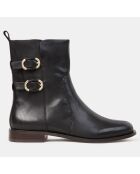 Bottines en Cuir double boucles noires