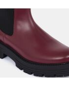 Chelsea boots en Cuir rouge bordeaux - Talon 4 cm