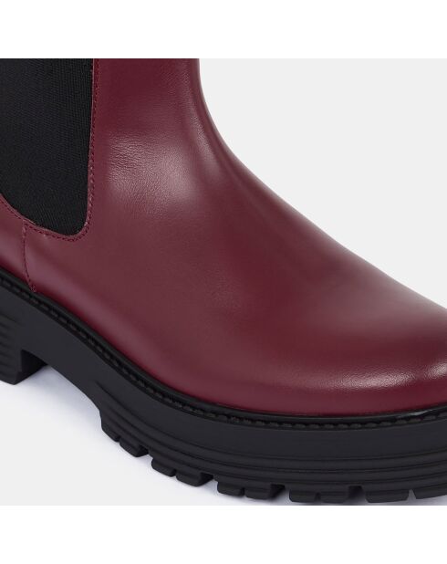 Chelsea boots en Cuir rouge bordeaux - Talon 4 cm