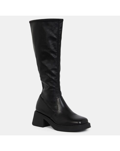 Dorah zwarte leren laarzen met hak van 6 cm