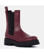 Chelsea boots en Cuir rouge bordeaux - Talon 4 cm