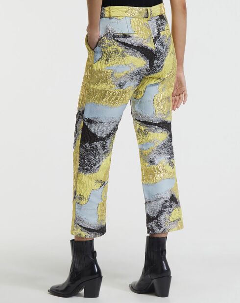 Pantalon Elsi, Elevated Woven Jaquard jaune/multicolore