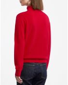 Pull 100% Cachemire col roulé Dobra rouge