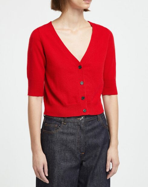 Cardigan en Laine & Cachemire Court Venus rouge