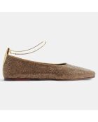 Ballerines en Cuir strass bronze