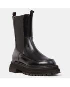 Boots en Cuir semelle épaisse noires - Talon 4.5 cm