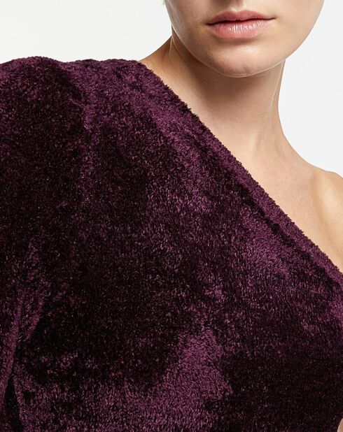 Pull Chenille One Shoulder bordeaux