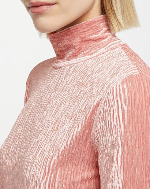 Pull Crush en Velours Turtleneck rose clair