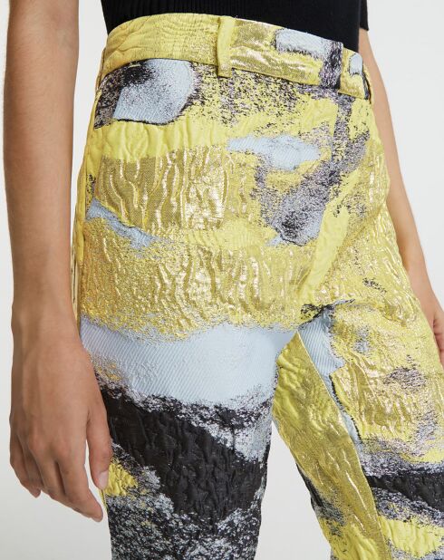 Pantalon Elsi, Elevated Woven Jaquard jaune/multicolore
