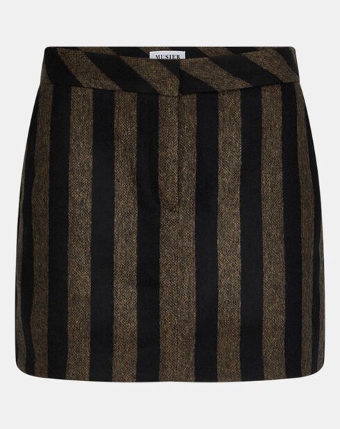 Jupe en Laine mélangée Bo Rayure marron/noir