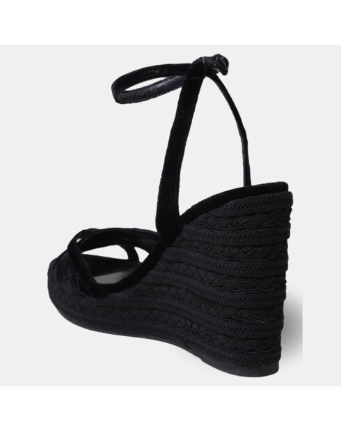 Espadrilles en Velours Valentina noires - Talon 11,5 cm