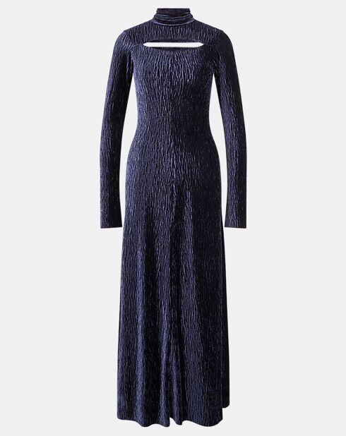 Robe longue Crush en Velours bleu nuit