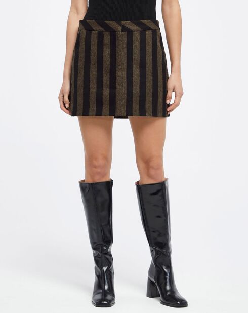 Jupe en Laine mélangée Bo Rayure marron/noir