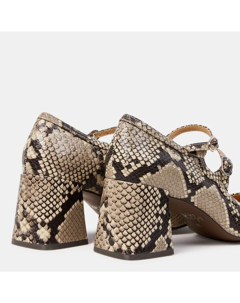 Babies en Cuir python beige - Talon 7 cm