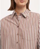 Chemise en Lin mélangé Ml Courte Toss blanc/marron