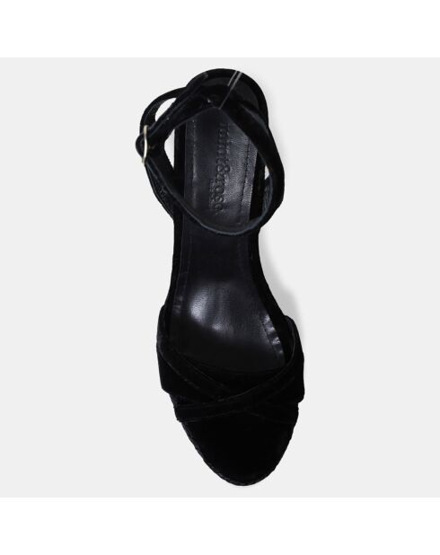 Espadrilles en Velours Valentina noires - Talon 11,5 cm