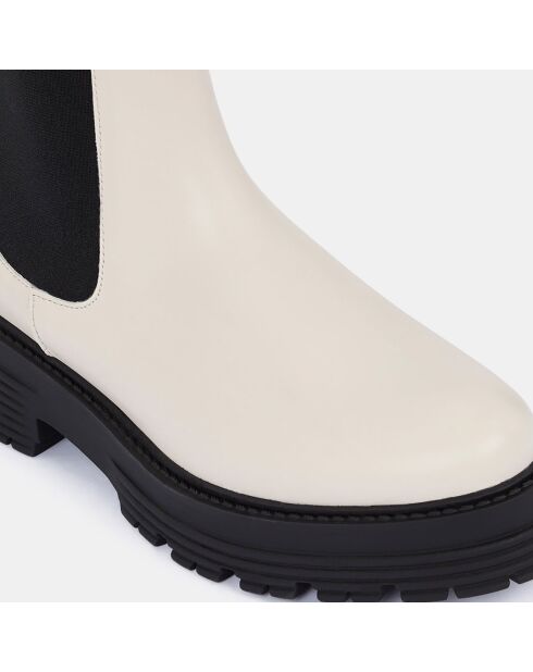 Chelsea boots en Cuir beiges - Talon 4 cm