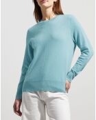 Pull 100% Cachemire Zabri col rond bleu/vert