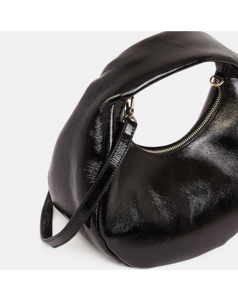 Sac à main en Cuir Rudy vernis noire - 7x20x11 cm