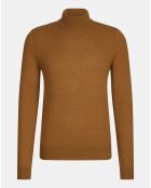 Pull 100% Cachemire col Roulé Uni Nachrol camel/gold