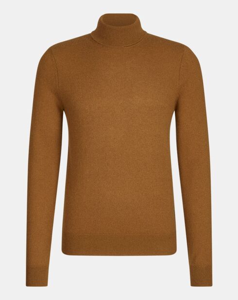 Pull 100% Cachemire col Roulé Uni Nachrol camel/gold