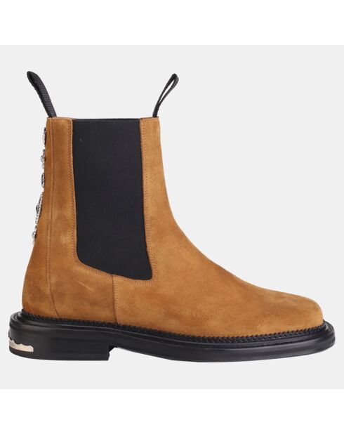 Boots en Velours de Cuir camel