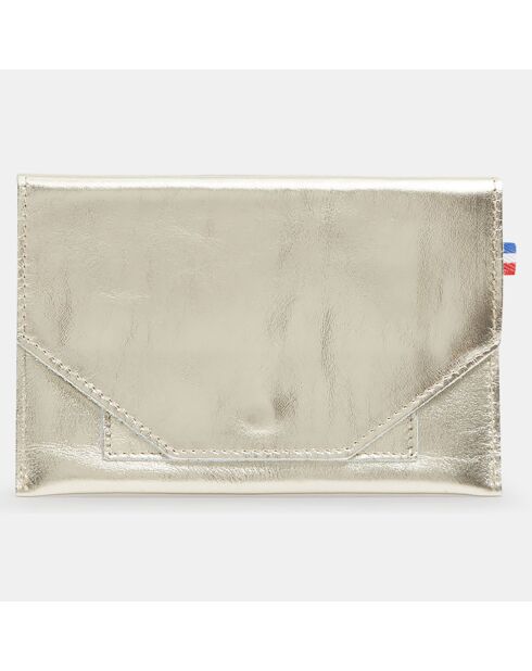 Pochette en Cuir Fred Mif platine - 11x17x1 cm