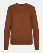 Pull 100% Cachemire col rond Zabri marron moyen