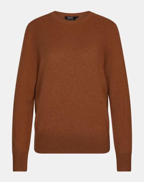 Pull 100% Cachemire col rond Zabri marron moyen