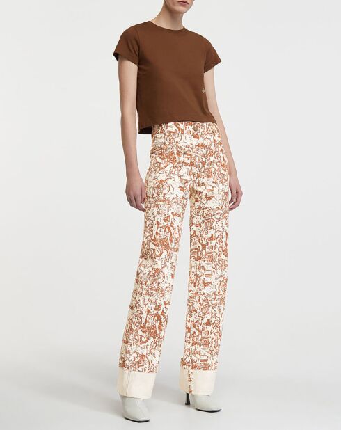 Pantalon Nemy marron/écru
