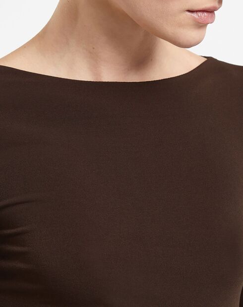 Braunes Jerseykleid Stellaos mit Ausschnitt