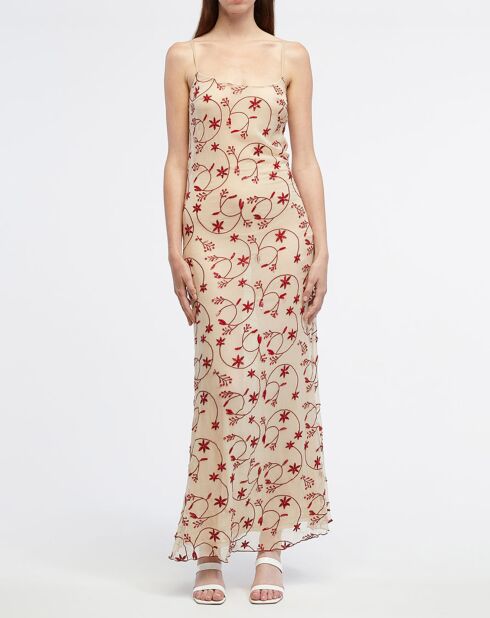 Robe Mykonos écru/rouge