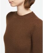 Pull en Laine & Cachemire Tasha col rond marron foncé