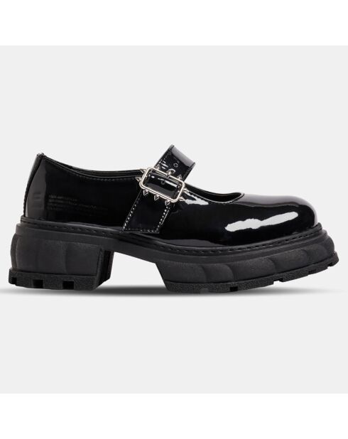 Mocassins vernis Impulse noirs - Talon 5 cm