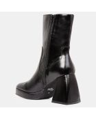 Bottines en Cuir plateforme noires - Talon 9 cm