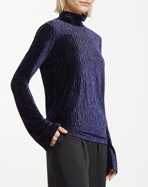Pull Crush en Velours Turtleneck bleu nuit