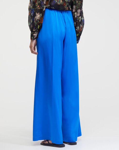 Pantalon en Soie Stretch Heavy Satin Hw bleu électique