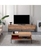 Meuble TV Beskar pin/noir - 177x47x32.7 cm