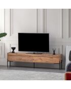 Meuble TV Beskar pin/noir - 177x47x32.7 cm