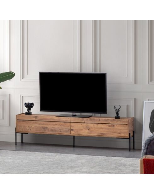 Meuble TV Beskar pin/noir - 177x47x32.7 cm