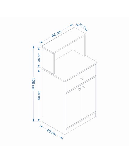 Meuble de rangement Mocha blanc/pin atlantique - 64x129x45 cm