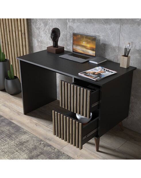 Bureau FRN bois/noir/pin - 127x65x12 cm