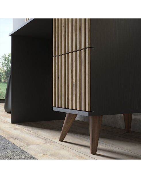 Bureau FRN bois/noir/pin - 127x65x12 cm